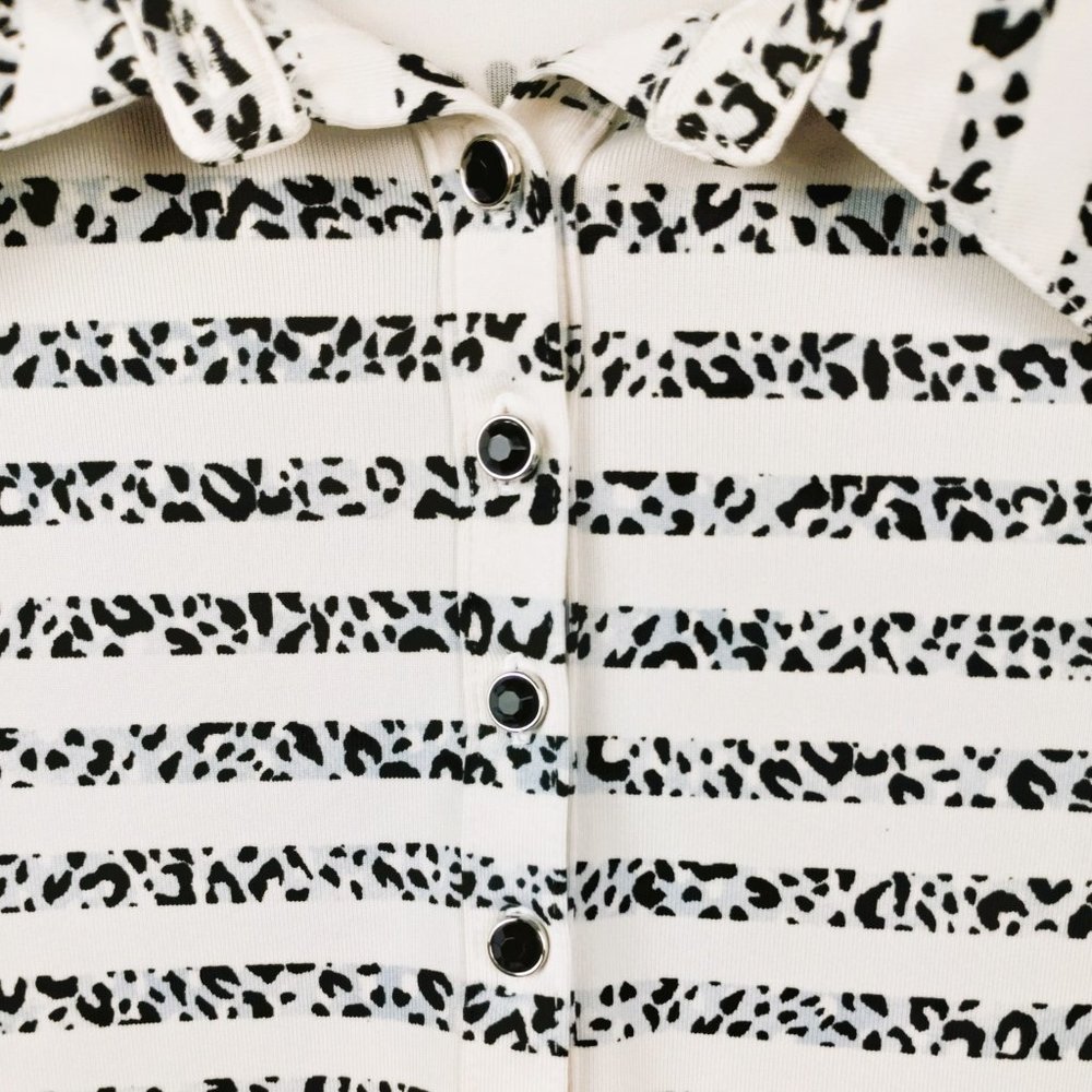 Chico's Zenergy Golf Polo Womens Sz 1 Med Black White Soft Short Sleeve Jersey - Picture 5 of 12